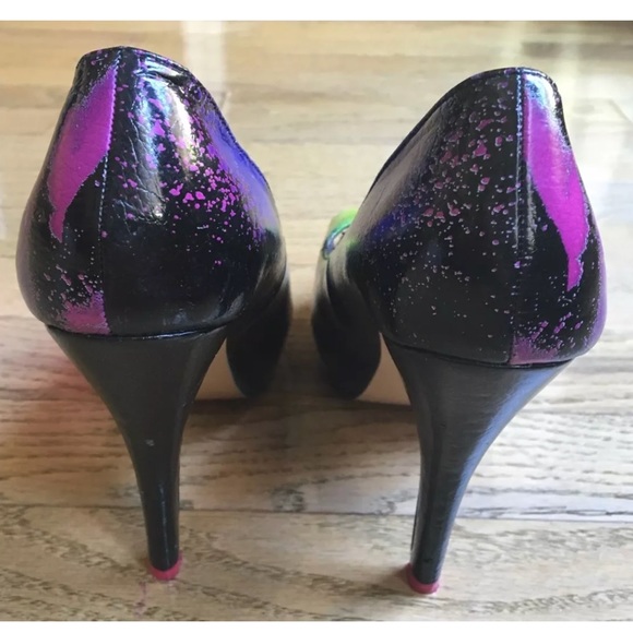 Iron Fist Size 6 Rainbow Zebra Peep Toe Heels - Picture 6 of 8